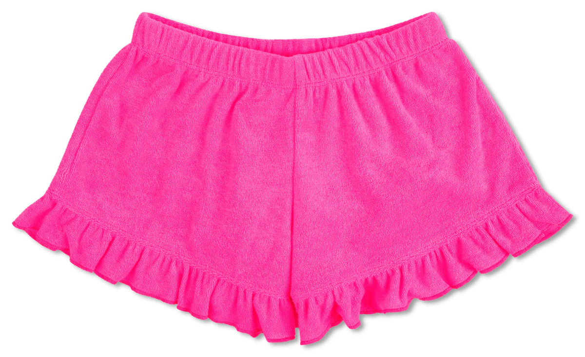 HOT PINK TERRY RUFFLE SHORTS – StylechildbyJL