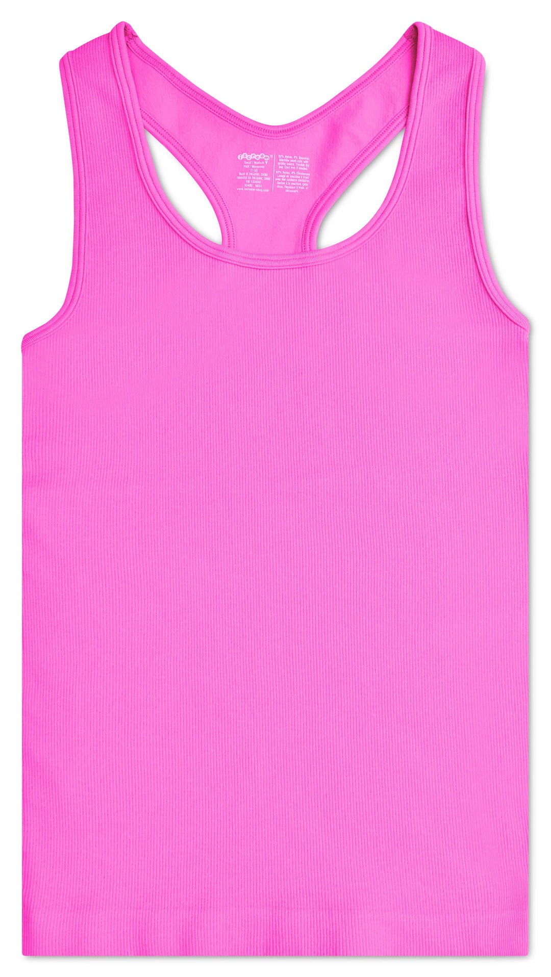 PRETTY PINK RIBBED RACERBACK TANK TOP