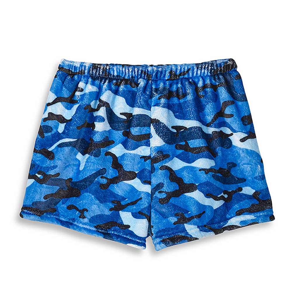 Blue Camo Fuzzy Lounge Shorts