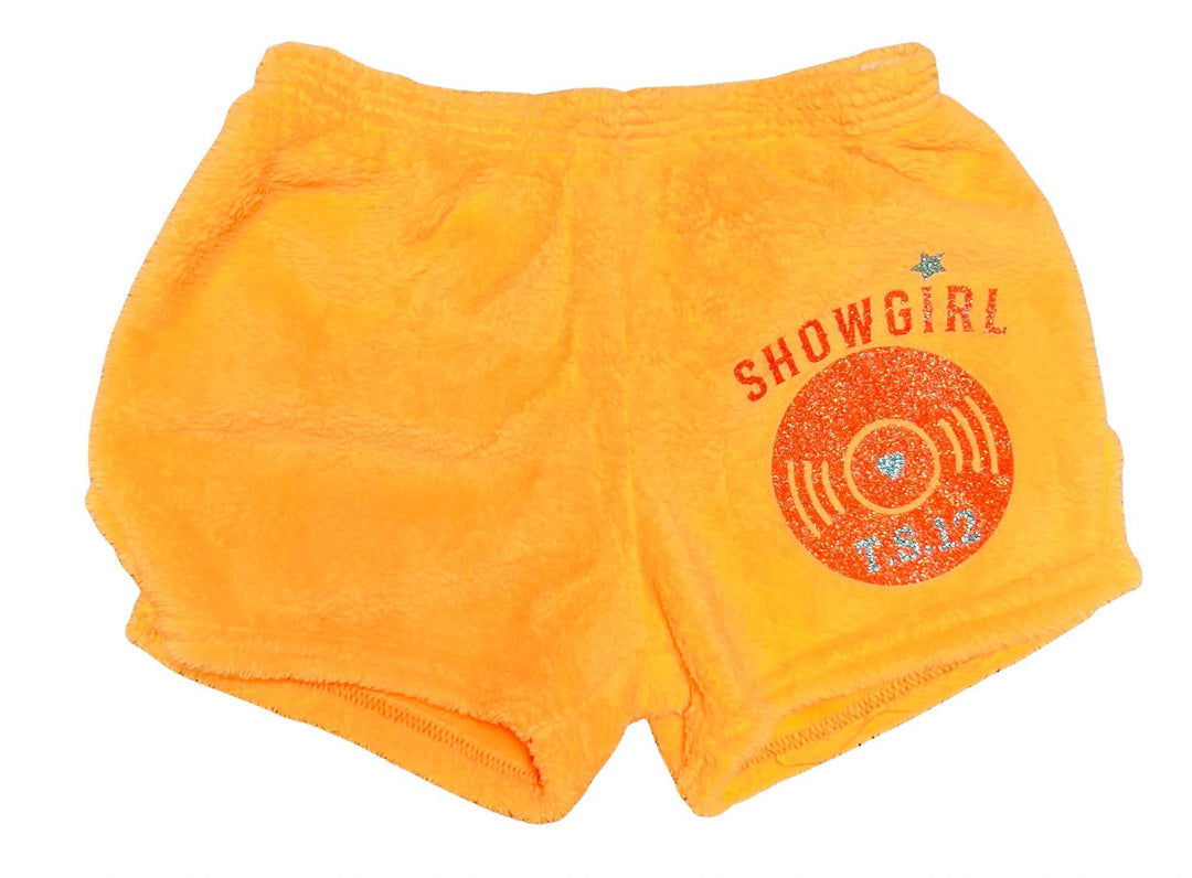 Fuzzy Neon Orange "Showgirl" Pajama Shorts