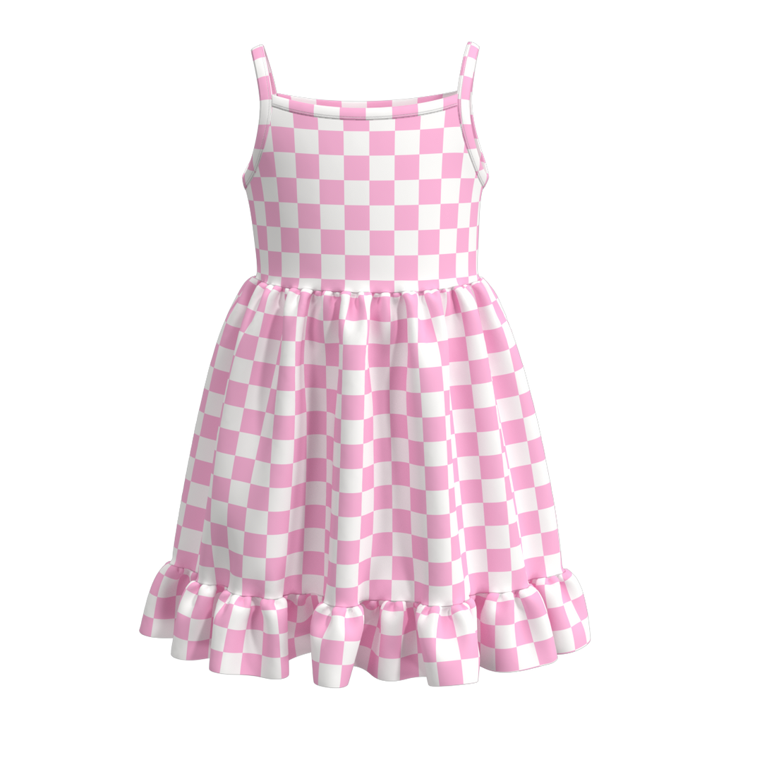Summer plaid ruffle dress