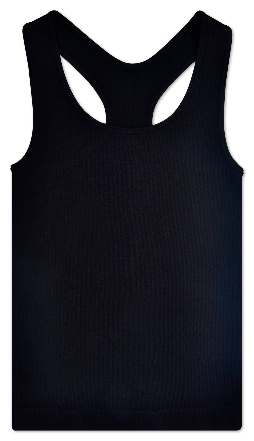 BLACK RIBBED RACERBACK TANK TOP