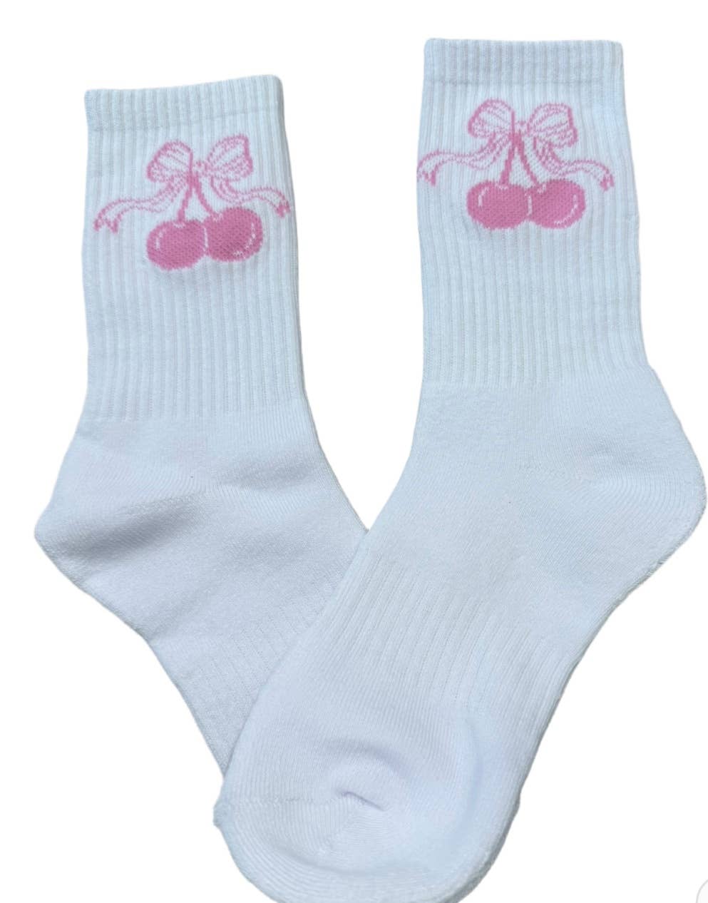 New 2025 pink cherry bow socks