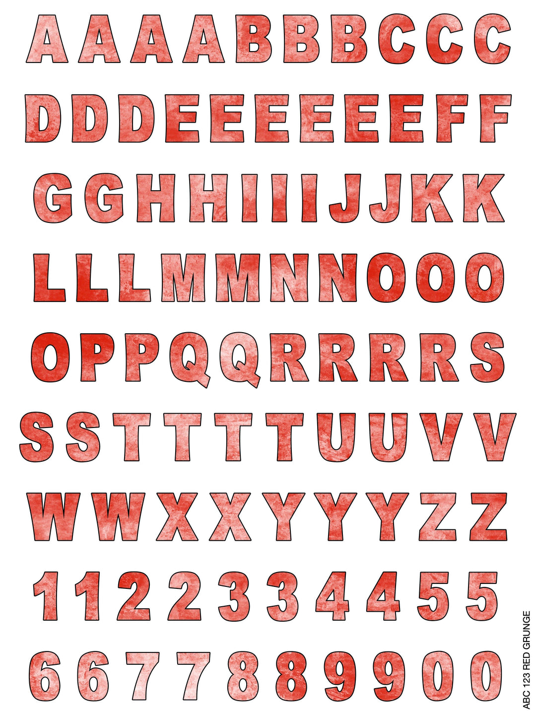 ALPHABET CLING IT SHEET 9X12 RED GRUNGE