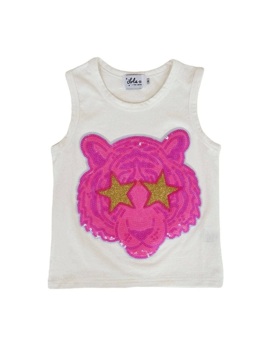 WHITE SEQUIN TIGER TANK