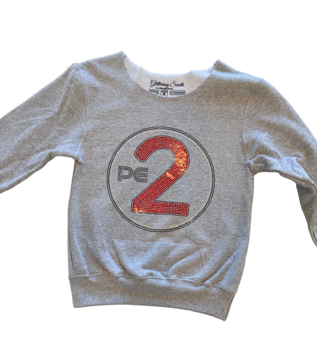 Rhinestone Logo Off The Shoulder Sweatshirt