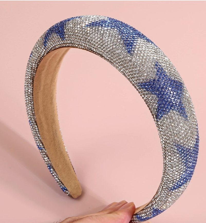 Blue Star Rhinestone headband