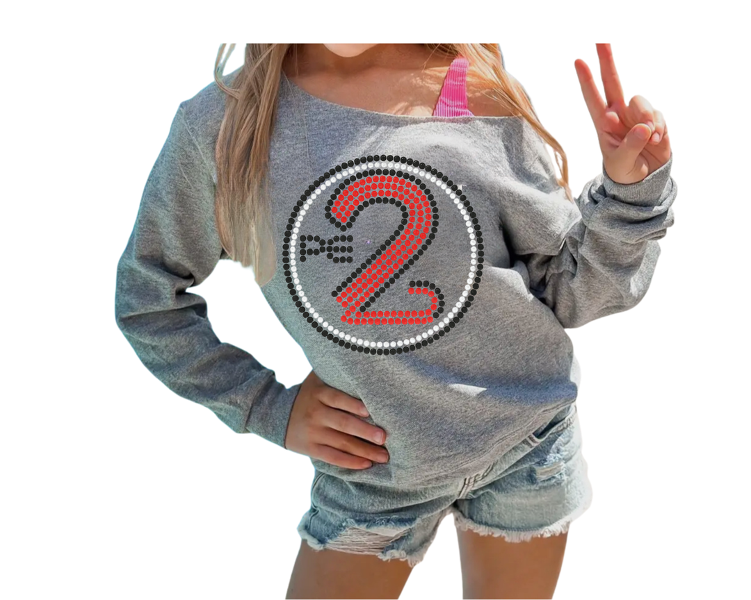 Rhinestone Logo Off The Shoulder Sweatshirt