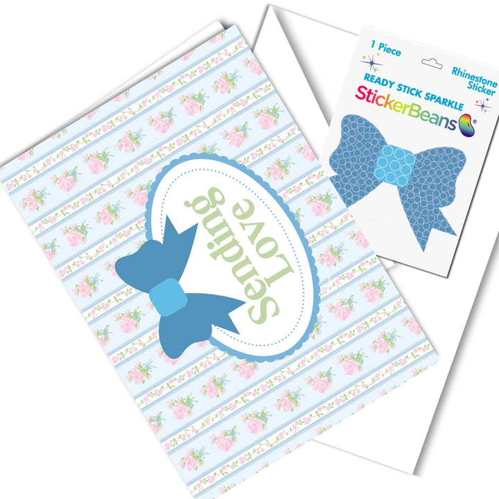 Sending Love Greeting Card with 2" Rhinestone Sticker: O/S