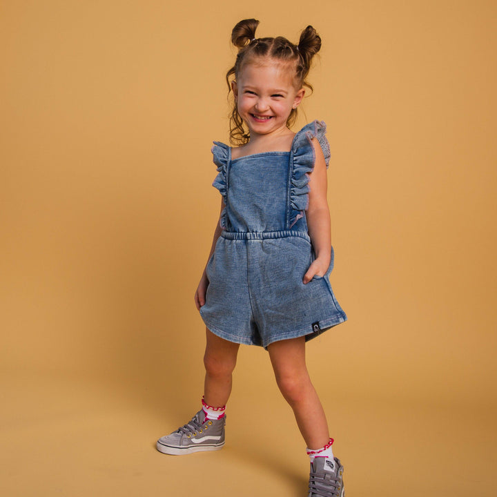 The Luna Romper - Blue Denim Sweatshirt