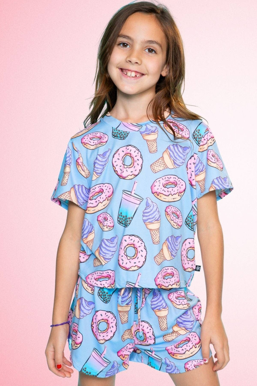 Simply Soft Easy Tee & Dolphin Short: Ice Cream Donut Boba