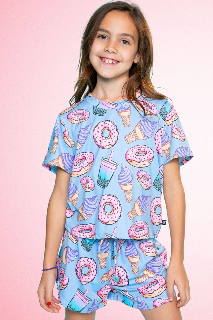 Simply Soft Easy Tee & Dolphin Short: Ice Cream Donut Boba