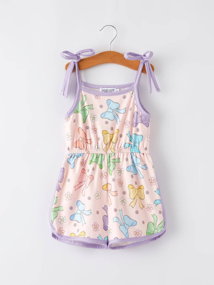Purple Bow Adjustable Romper