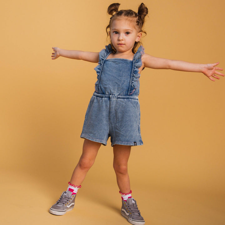 The Luna Romper - Blue Denim Sweatshirt