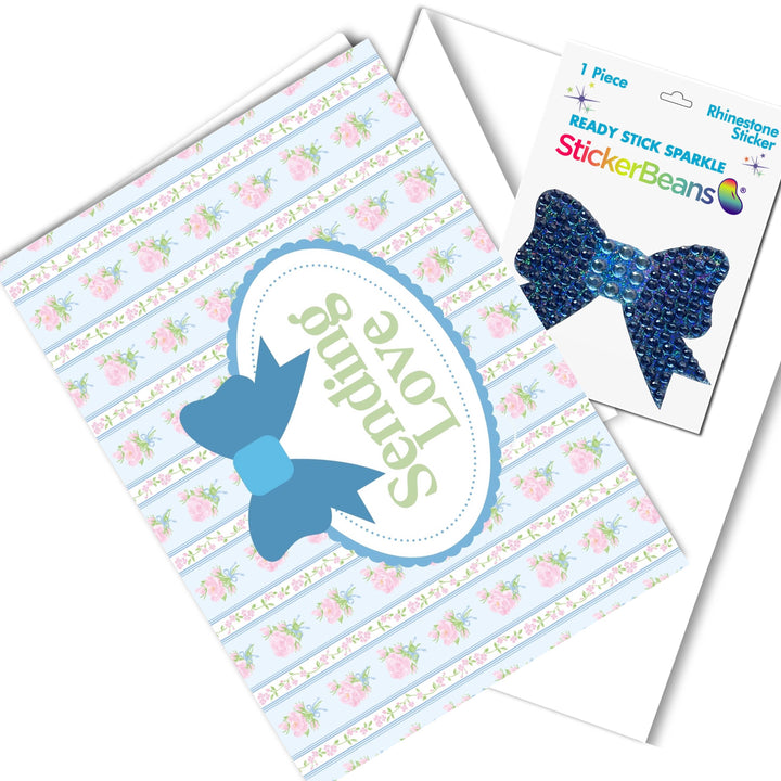 Sending Love Greeting Card with 2" Rhinestone Sticker: O/S