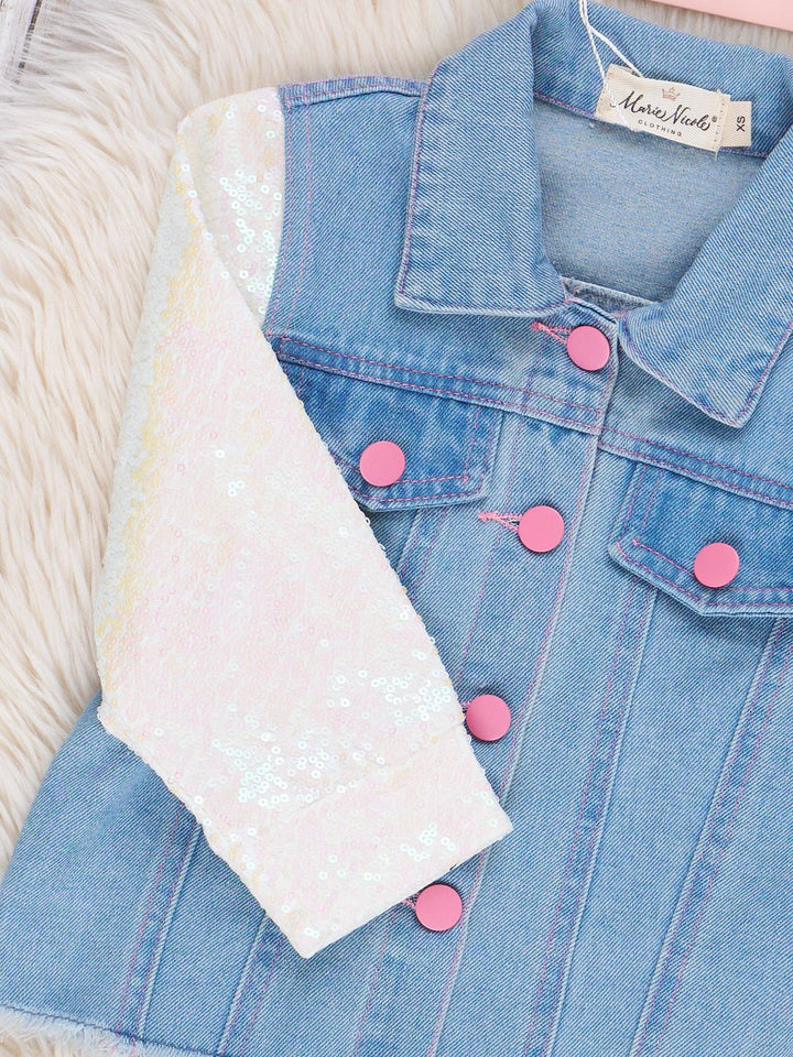 Sparkle Sleeve Denim Jacket