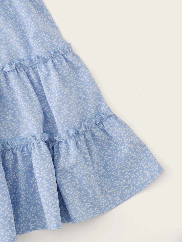 Floral Blue and White Skirt set