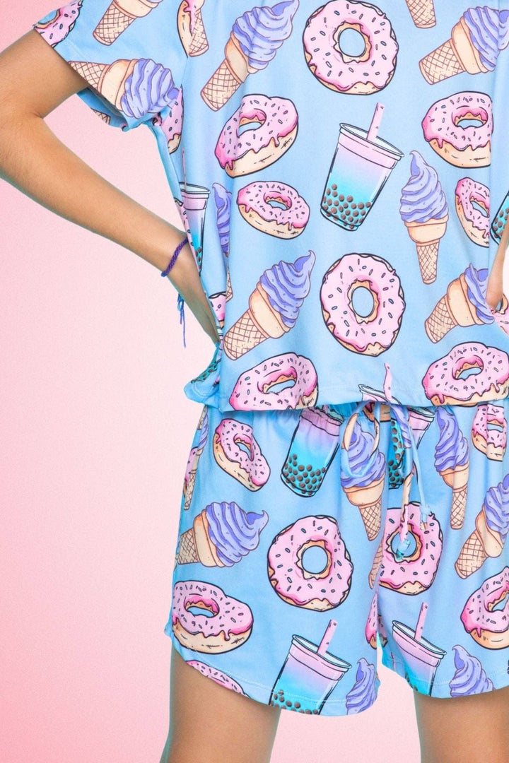 Simply Soft Easy Tee & Dolphin Short: Ice Cream Donut Boba