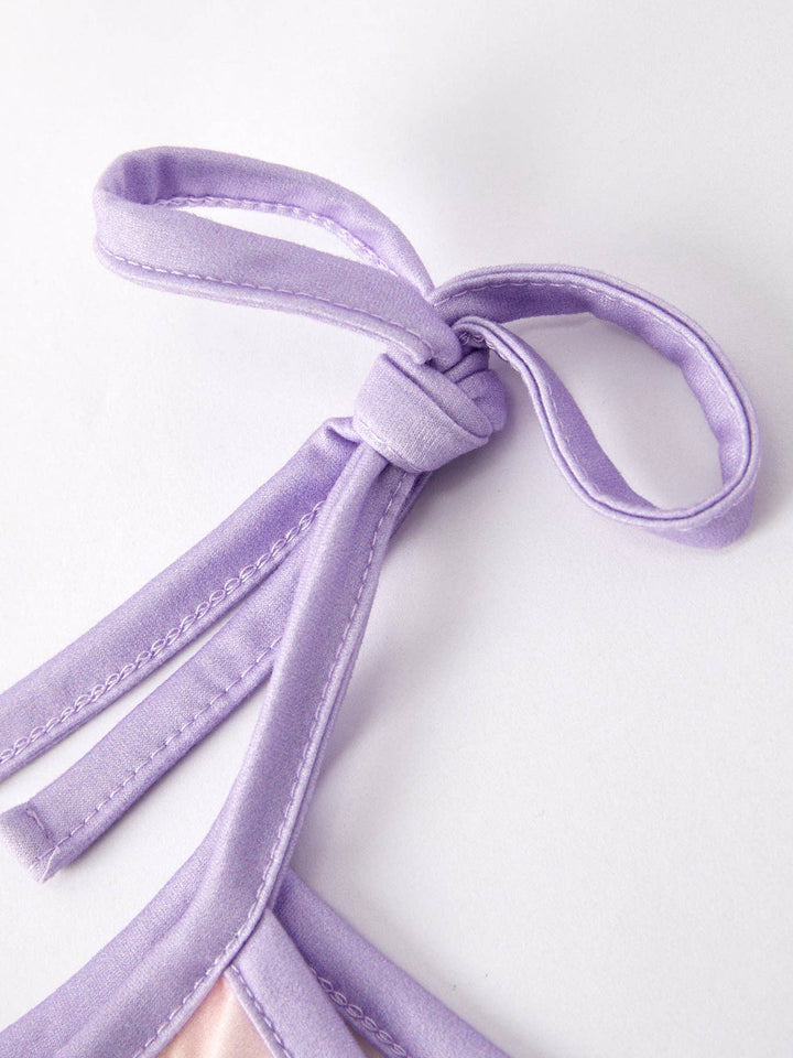 Purple Bow Adjustable Romper