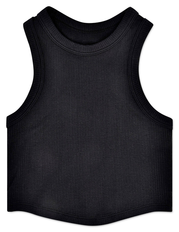 BLACK CROPPED RACER BACK TOP
