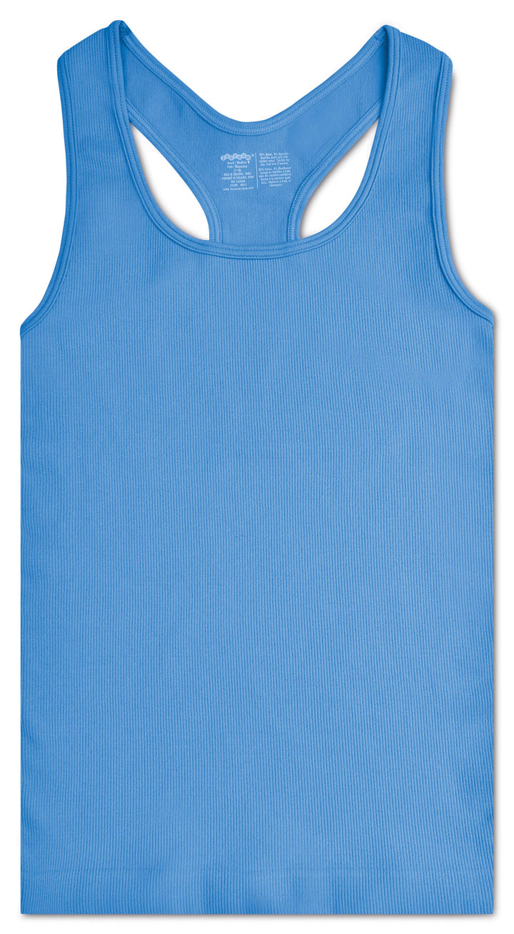 BRIGHT BLUE RIBBED RACERBACK TANK TOP