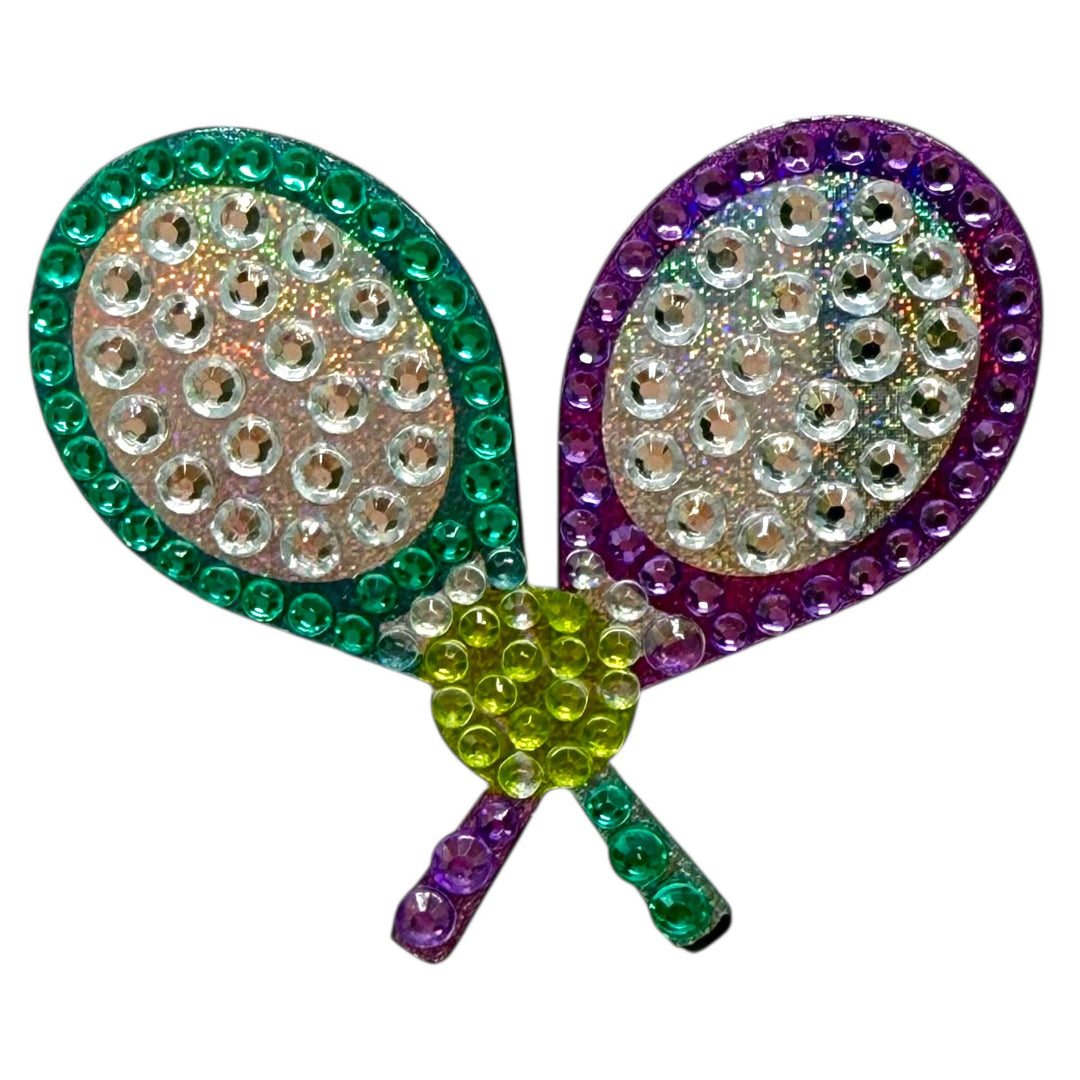 Tennis Racquets 2" Rhinestone Sticker Bean