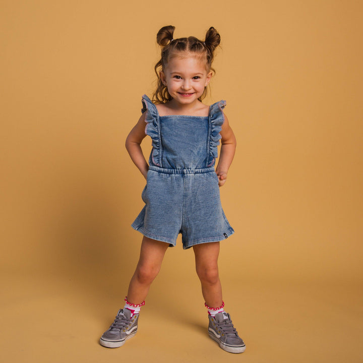 The Luna Romper - Blue Denim Sweatshirt