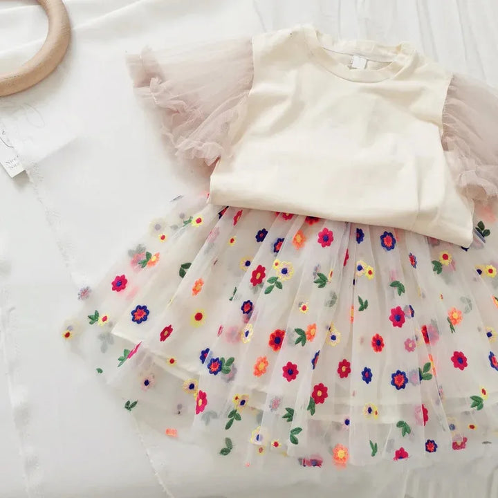 Lace Floral Skirt Set