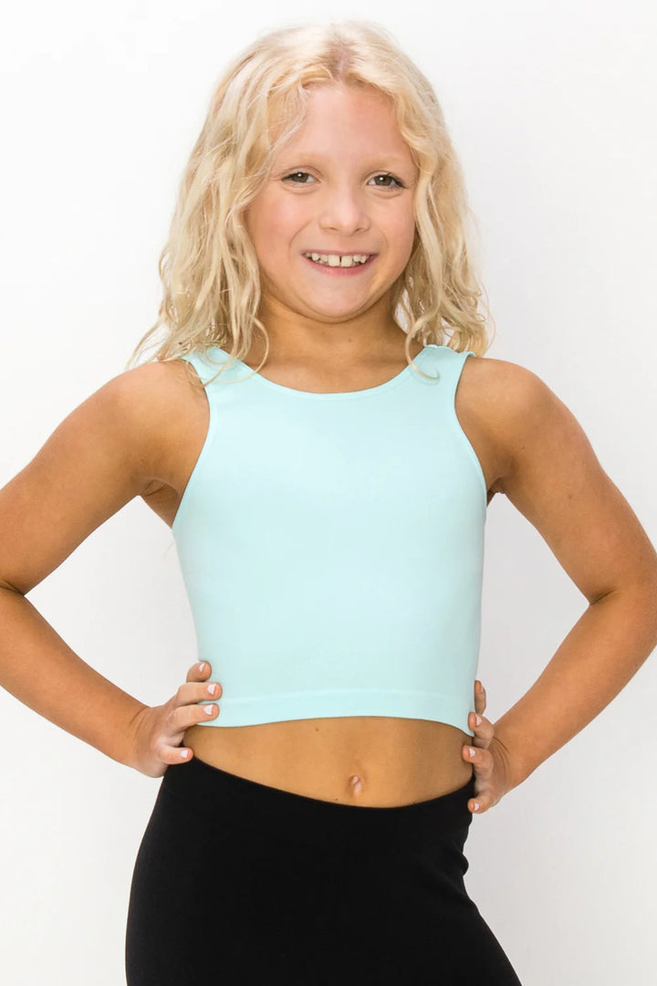 KIDS CROP TANK TOP BABY BLUE