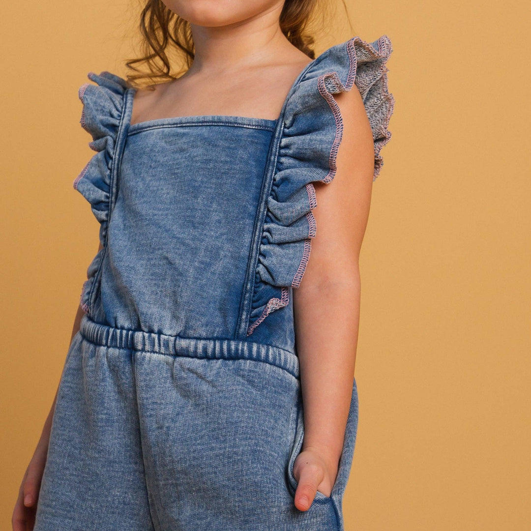 The Luna Romper - Blue Denim Sweatshirt