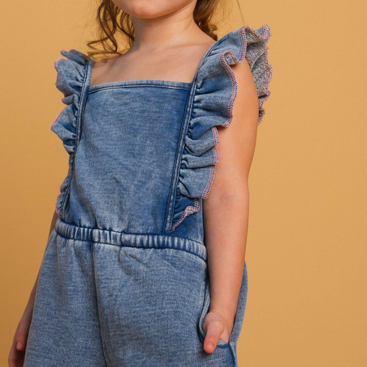 The Luna Romper - Blue Denim Sweatshirt
