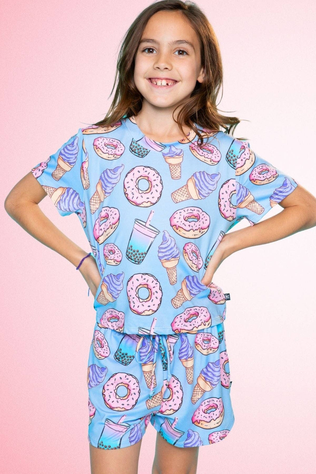 Simply Soft Easy Tee & Dolphin Short: Ice Cream Donut Boba