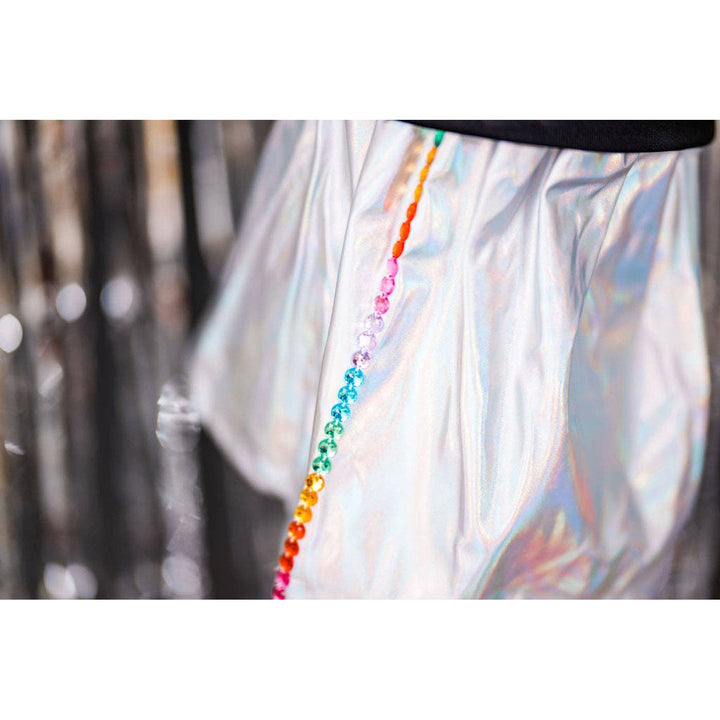 Girls Metallic Gem Silver Pleather Skirt