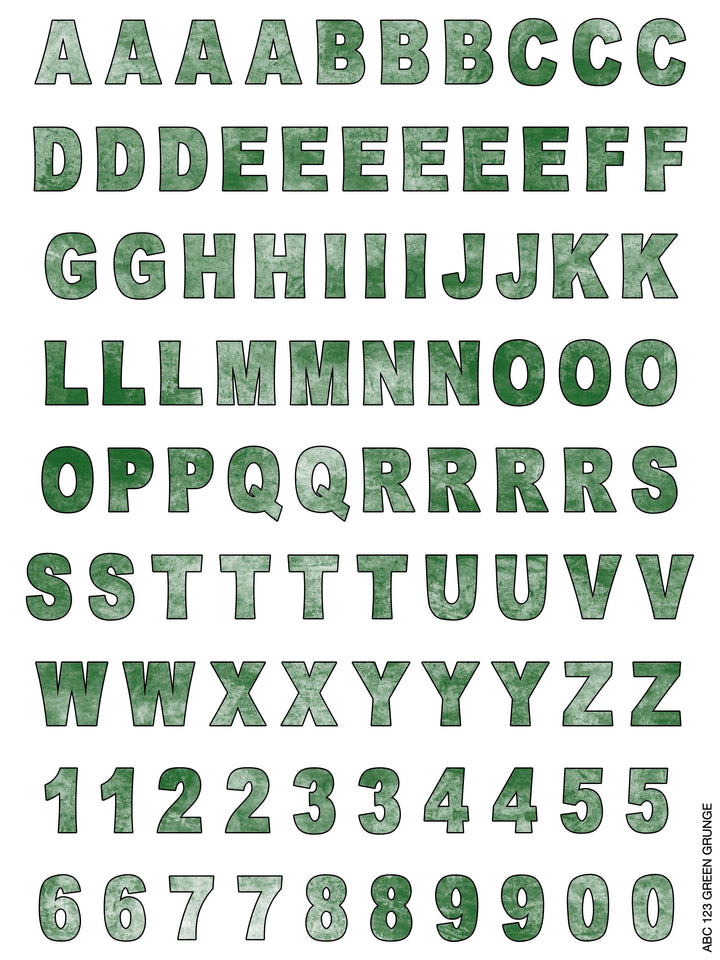 ALPHABET CLING IT SHEET 9X12 GREEN GRUNGE