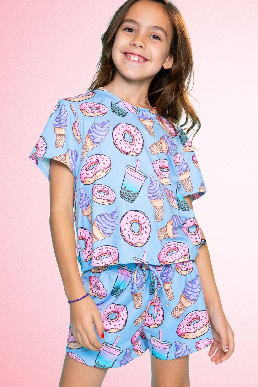 Simply Soft Easy Tee & Dolphin Short: Ice Cream Donut Boba