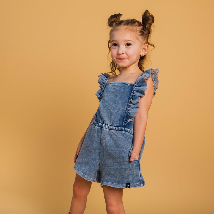 The Luna Romper - Blue Denim Sweatshirt