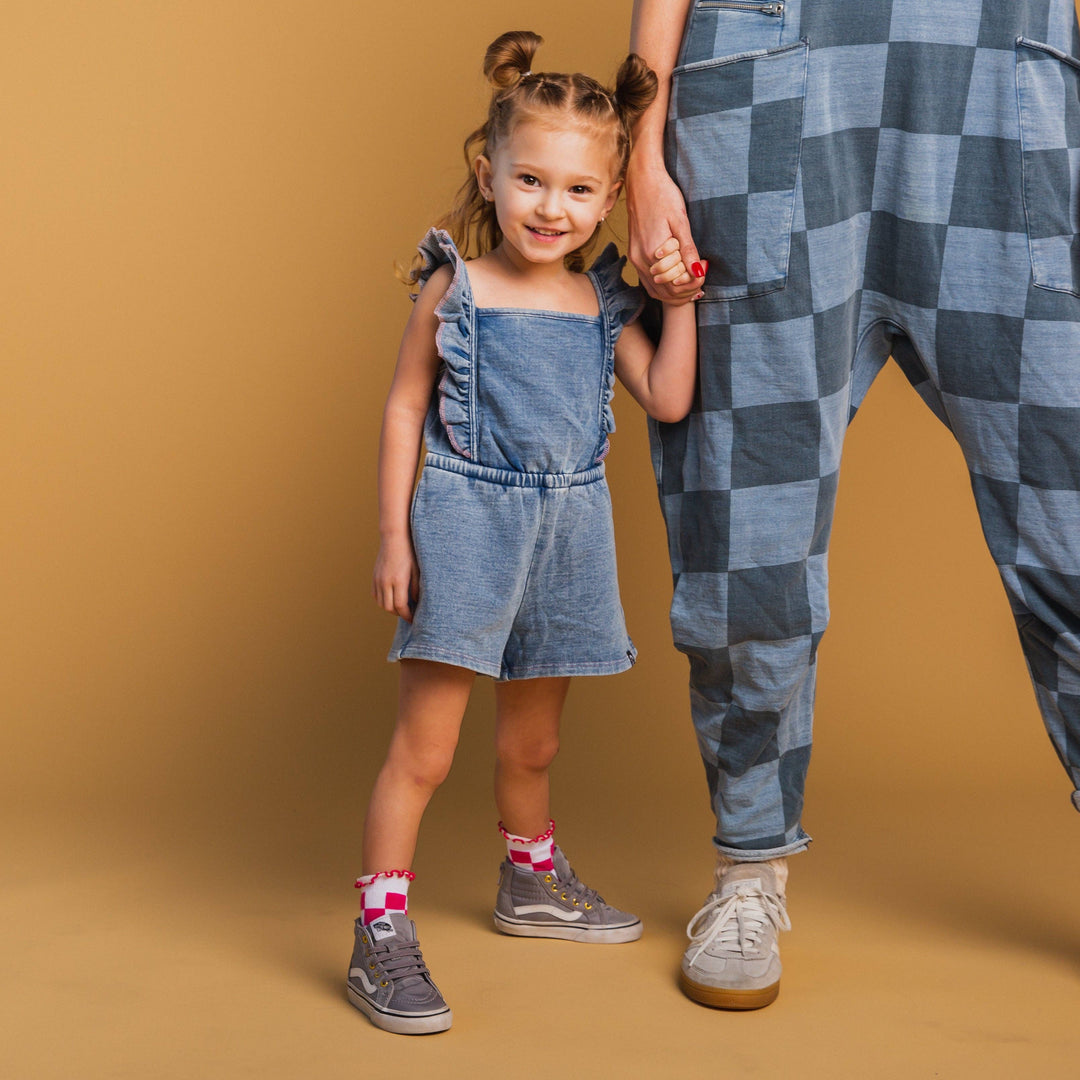 The Luna Romper - Blue Denim Sweatshirt