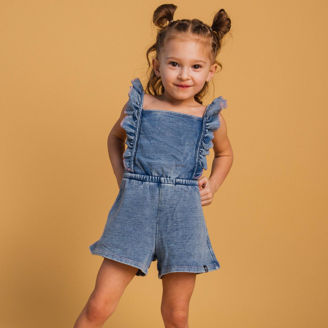 The Luna Romper - Blue Denim Sweatshirt