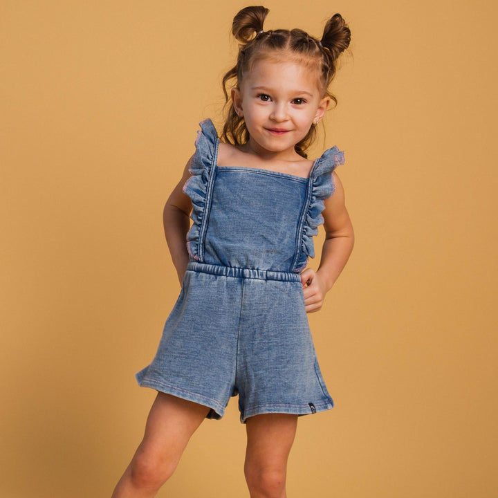 The Luna Romper - Blue Denim Sweatshirt