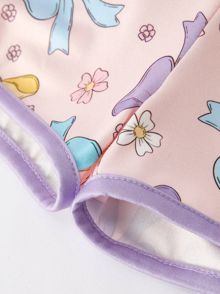 Purple Bow Adjustable Romper