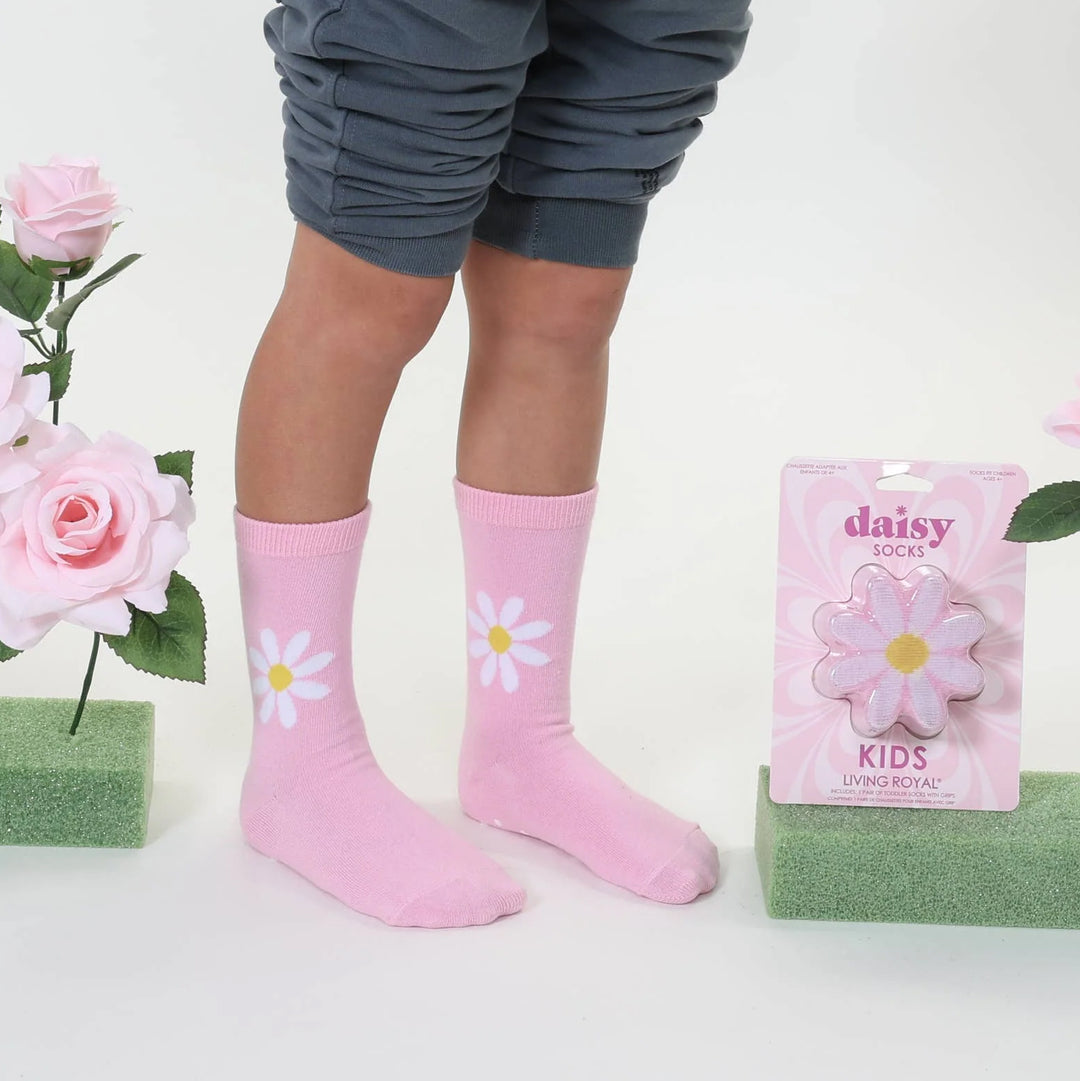 3D Packaged Crew Socks - Kids - Daisy Flower - Pink