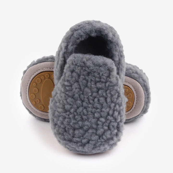 Dark Grey Sherpa Baby Shoes