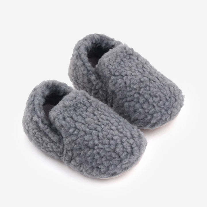 Dark Grey Sherpa Baby Shoes