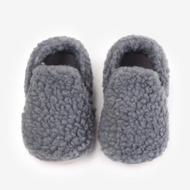 Dark Grey Sherpa Baby Shoes